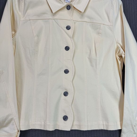Christopher & Banks Jacket Womens XL Yellow Stretch Cotton Blend Button Up - Picture 6 of 11